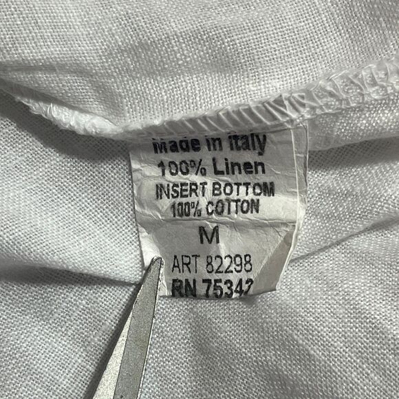 Terzo Millennio Linen Top Womens Medium White Italy Boho Crochet Lagenlook Beach - Picture 5 of 8